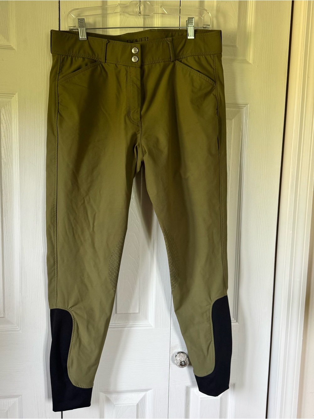Women’s Olive Riding Breeches with Contrast Ankle Panels - Picture 6 of 8